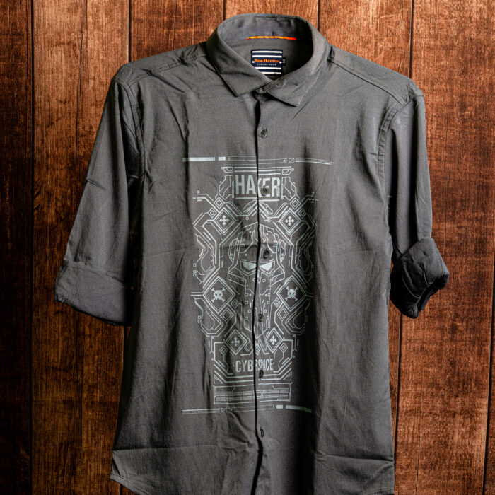 Charcoal Grey Printed Casual Shirt