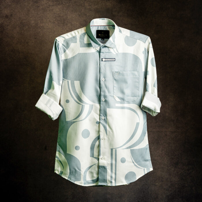 Men’s Sage blue Abstract Printed Casual Shirt