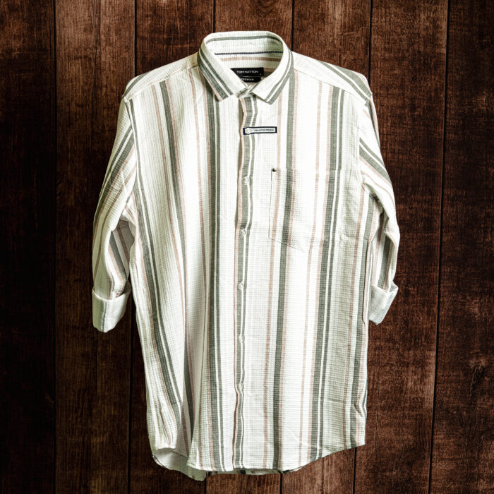 Verdant Stripe White Cotton Shirt