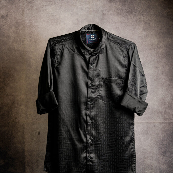 Midnight Black Textured Casual Shirt