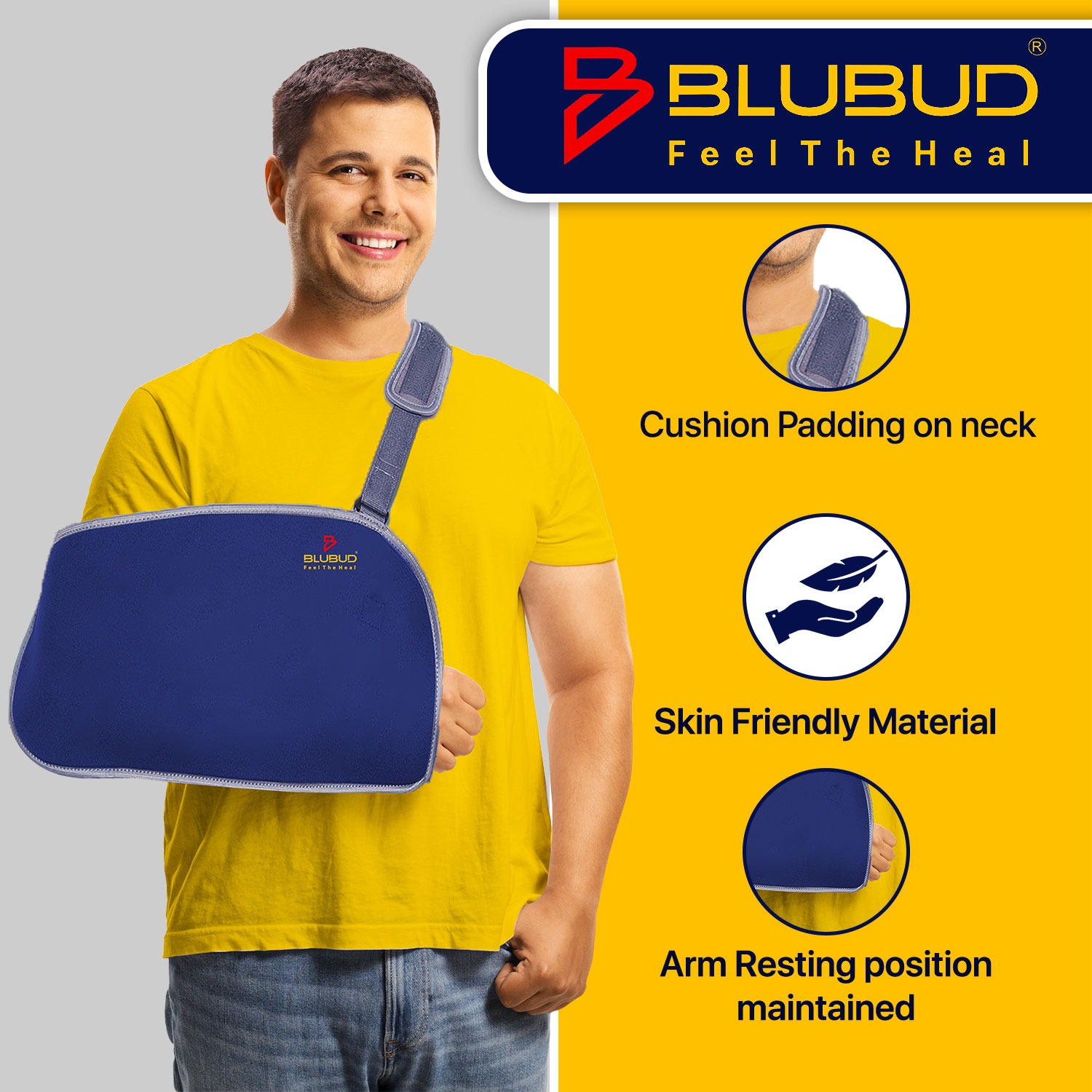 BLUBUD Arm Sling Pouch – Adjustable Shoulder Support (Unisex)
