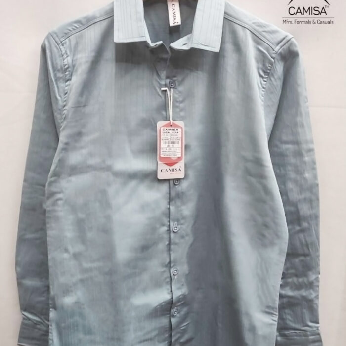 Men’s Ice Blue Satin Lycra Party Shirt