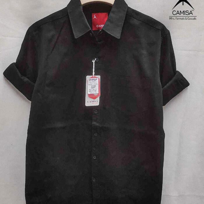 Classic Black Cotton Twill Men's Shirt