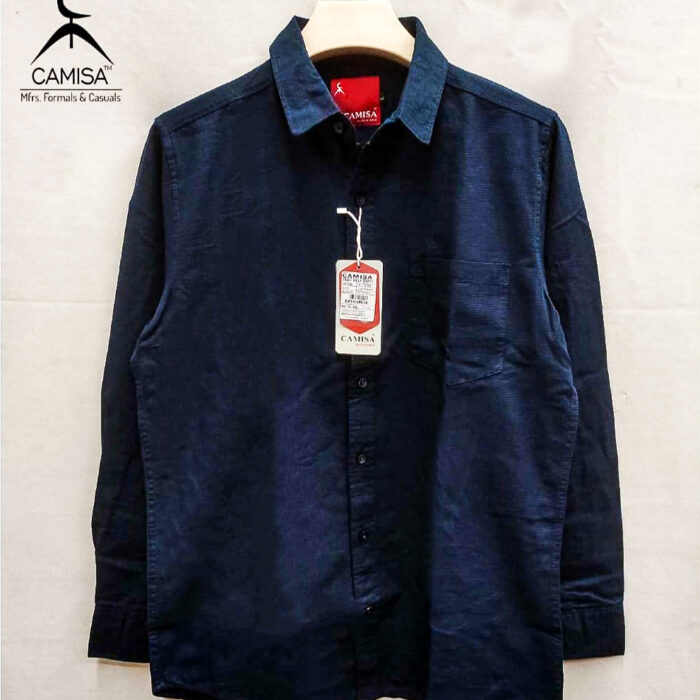 Navy Blue Cotton Cord Men's Shirt
